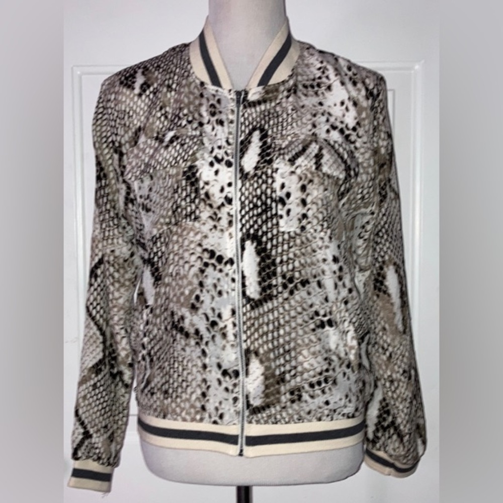 Laila & Savannah Silk Snake Python Print Bomber J… - image 2